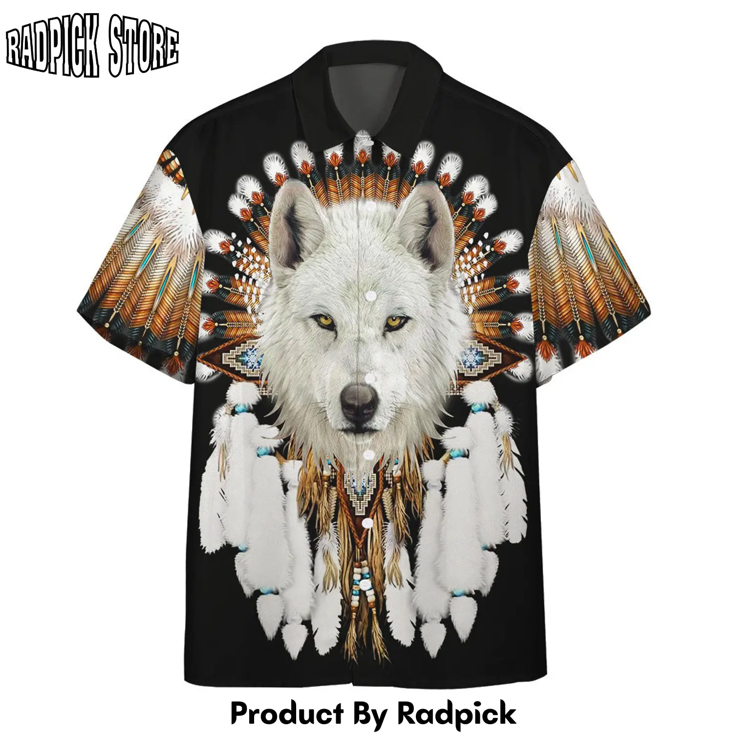 Radpick 3d native white wolf custom hawaii shirt rp292509